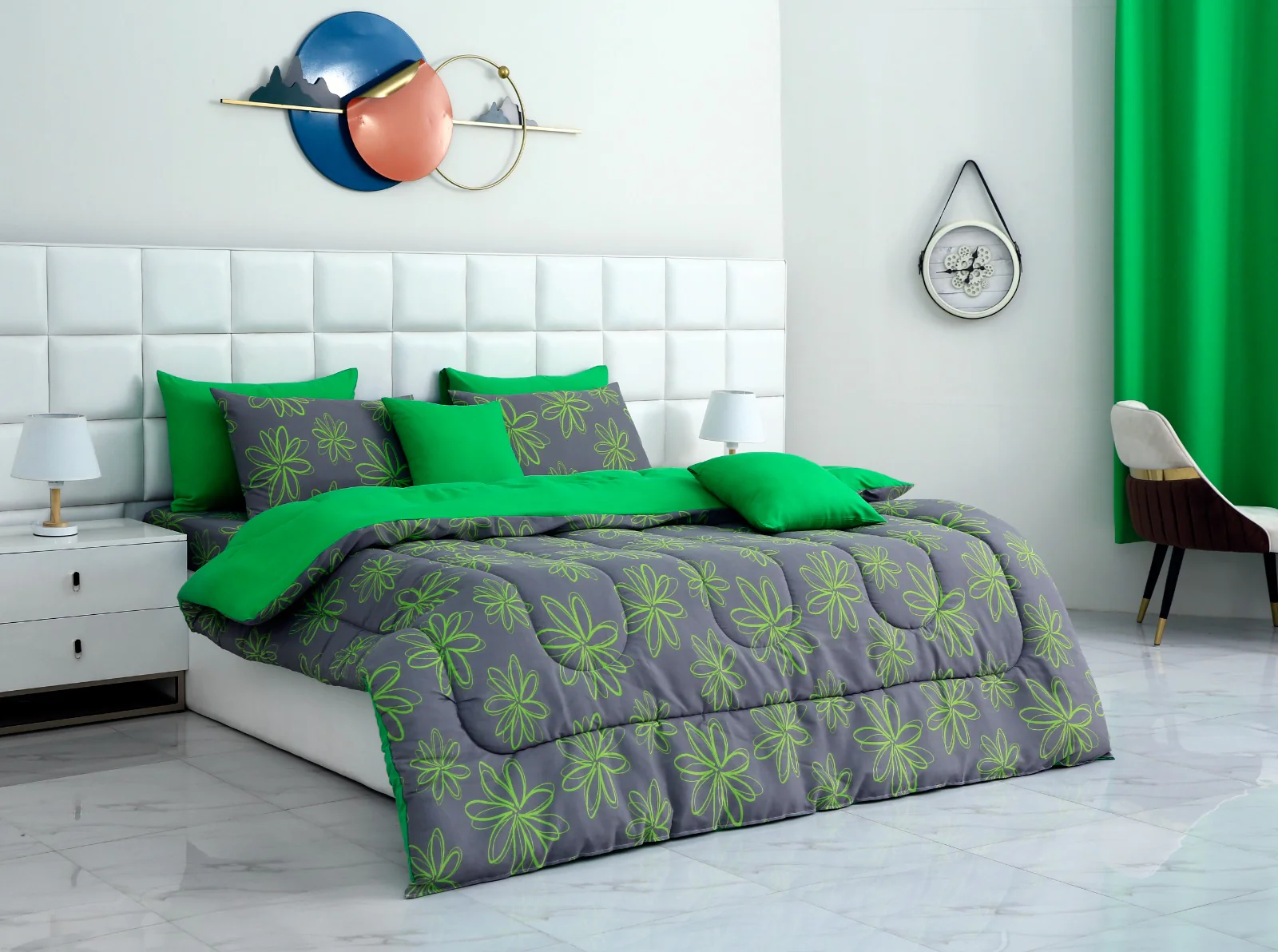 8 PCs Winter Razai Set-Carnation - Image 3