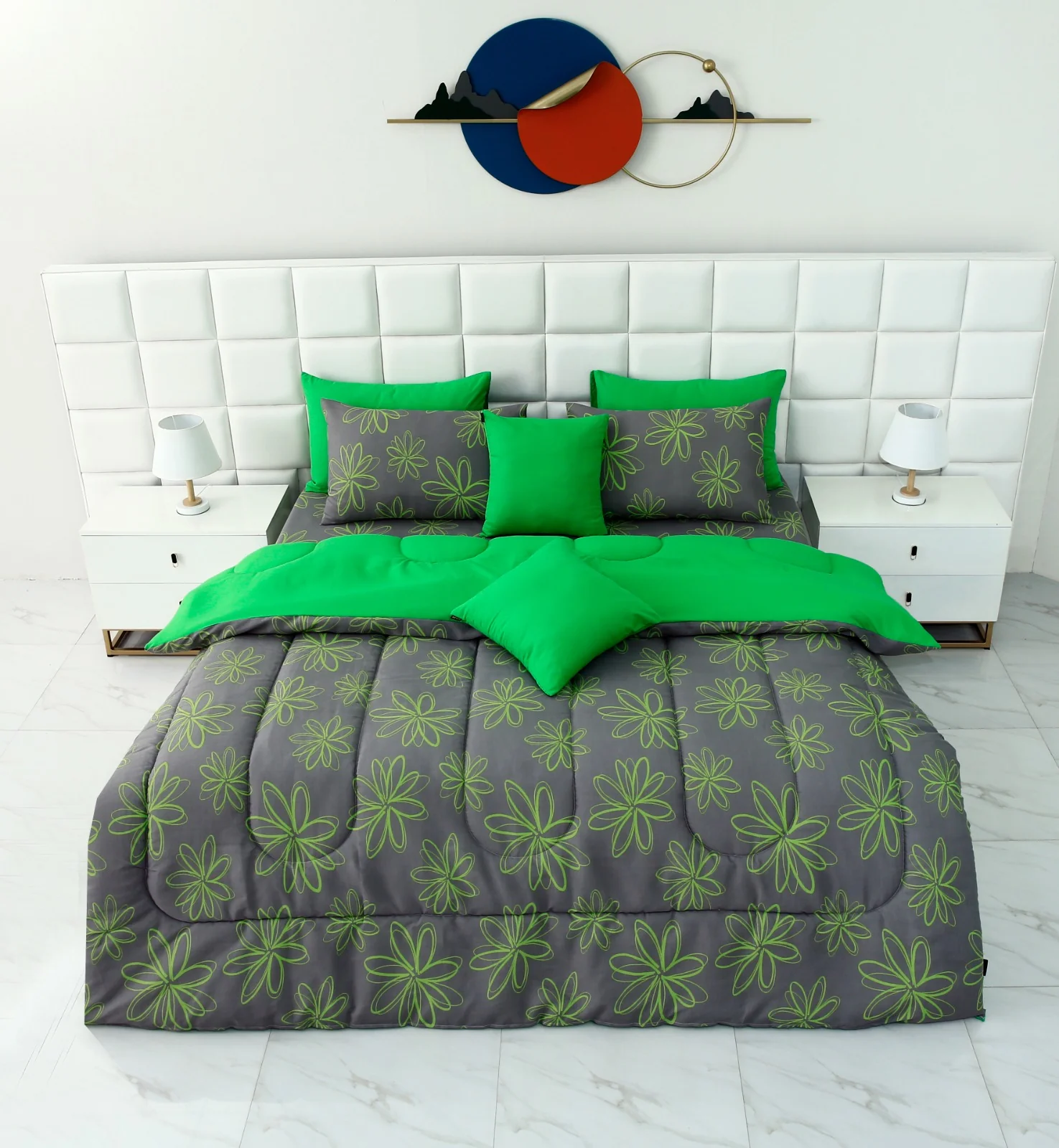 8 PCs Winter Razai Set-Carnation - Image 11