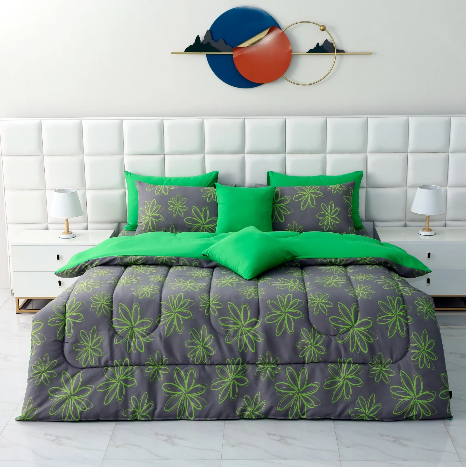 8 PCs Winter Razai Set-Carnation - Image 7