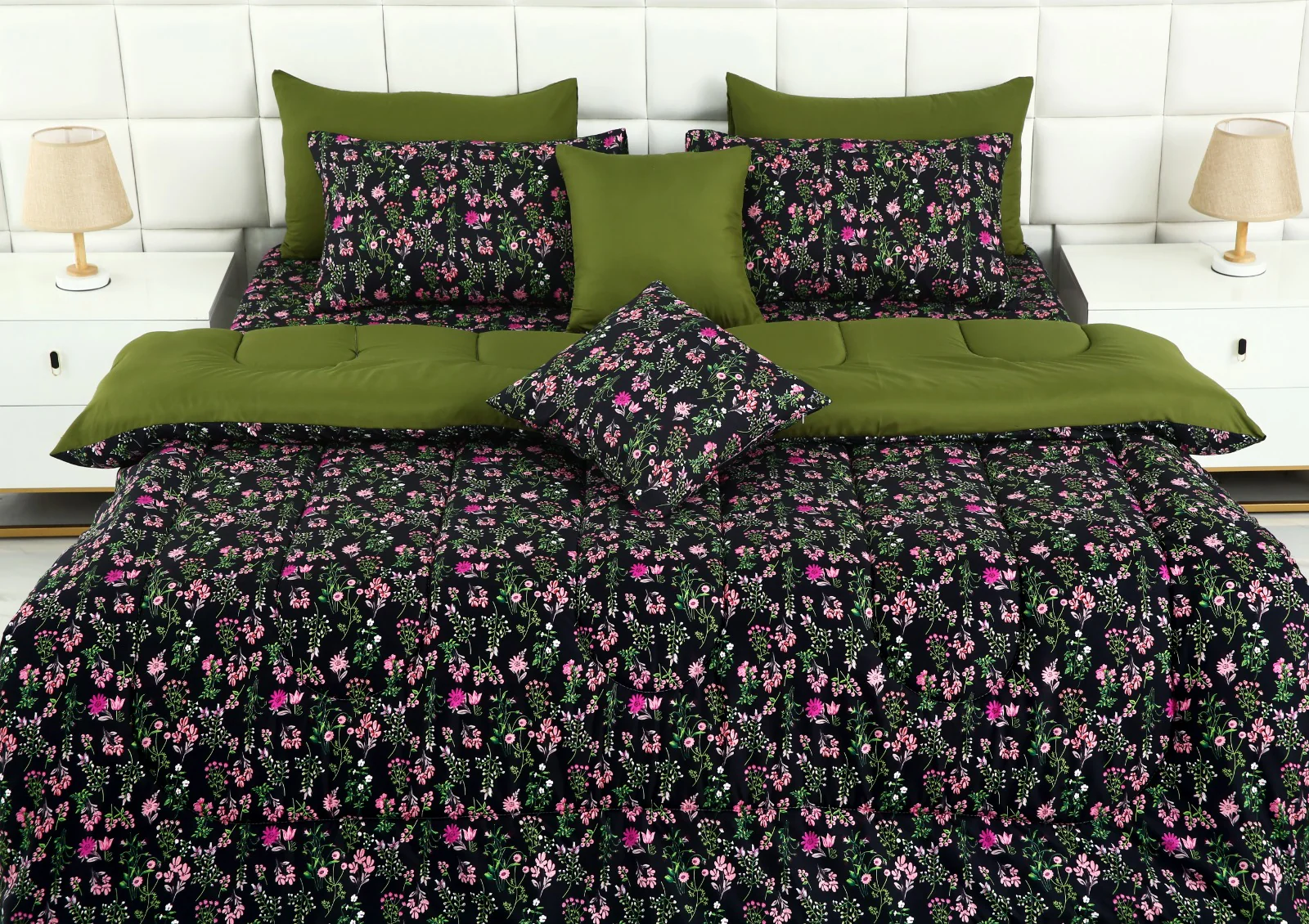 8 PCs Winter Razai Set-Crocus(With Olive Reverse) - Image 4