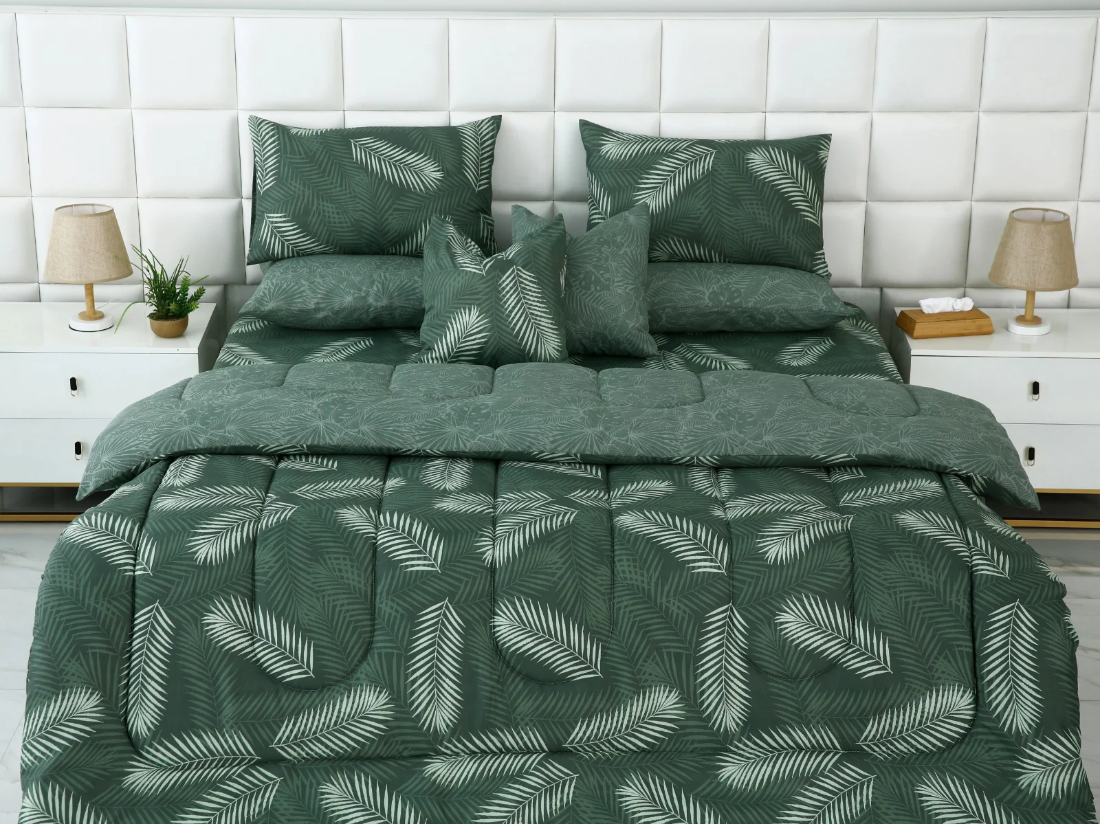 8 PCs Winter Razai Set-Emerald Feathers - Image 5