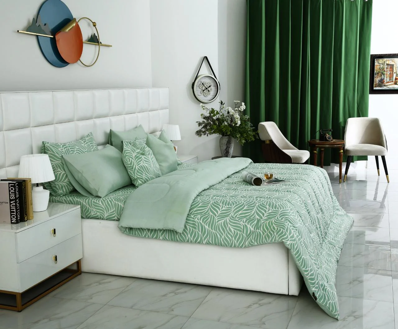 8 PCs Winter Razai Set-Leafy Spiral - Image 3