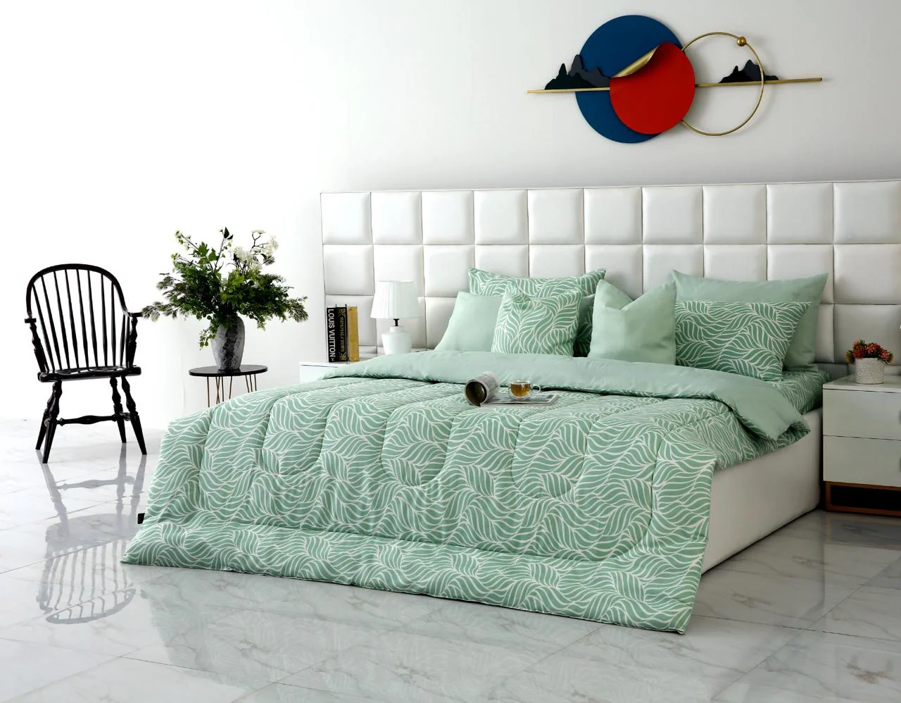 8 PCs Winter Razai Set-Leafy Spiral - Image 6