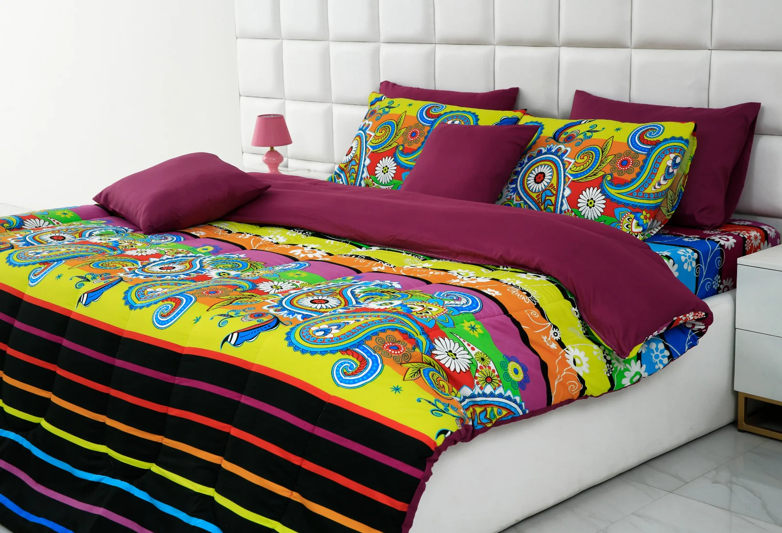 8 PCs Winter Comforter Set-Multi Flowers - Image 11