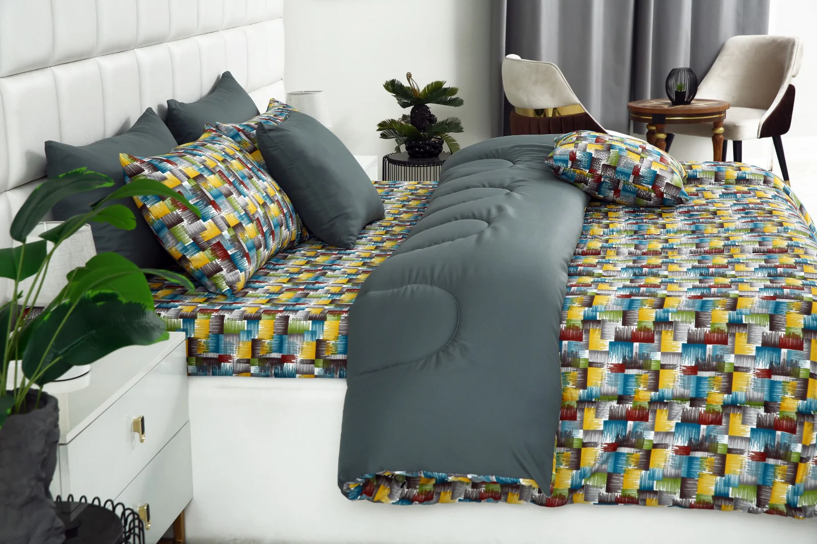8 PCs Winter Razai Set-Multi Ombre (Grey Reverse) - Image 5