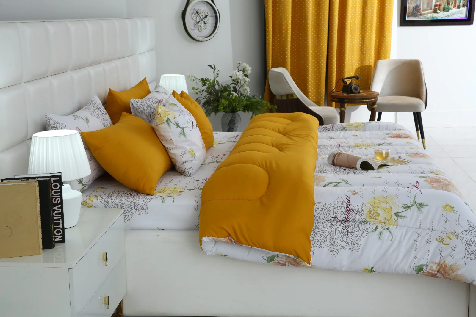 8 PCs Winter Razai Set-Mustard Flowers - Image 12
