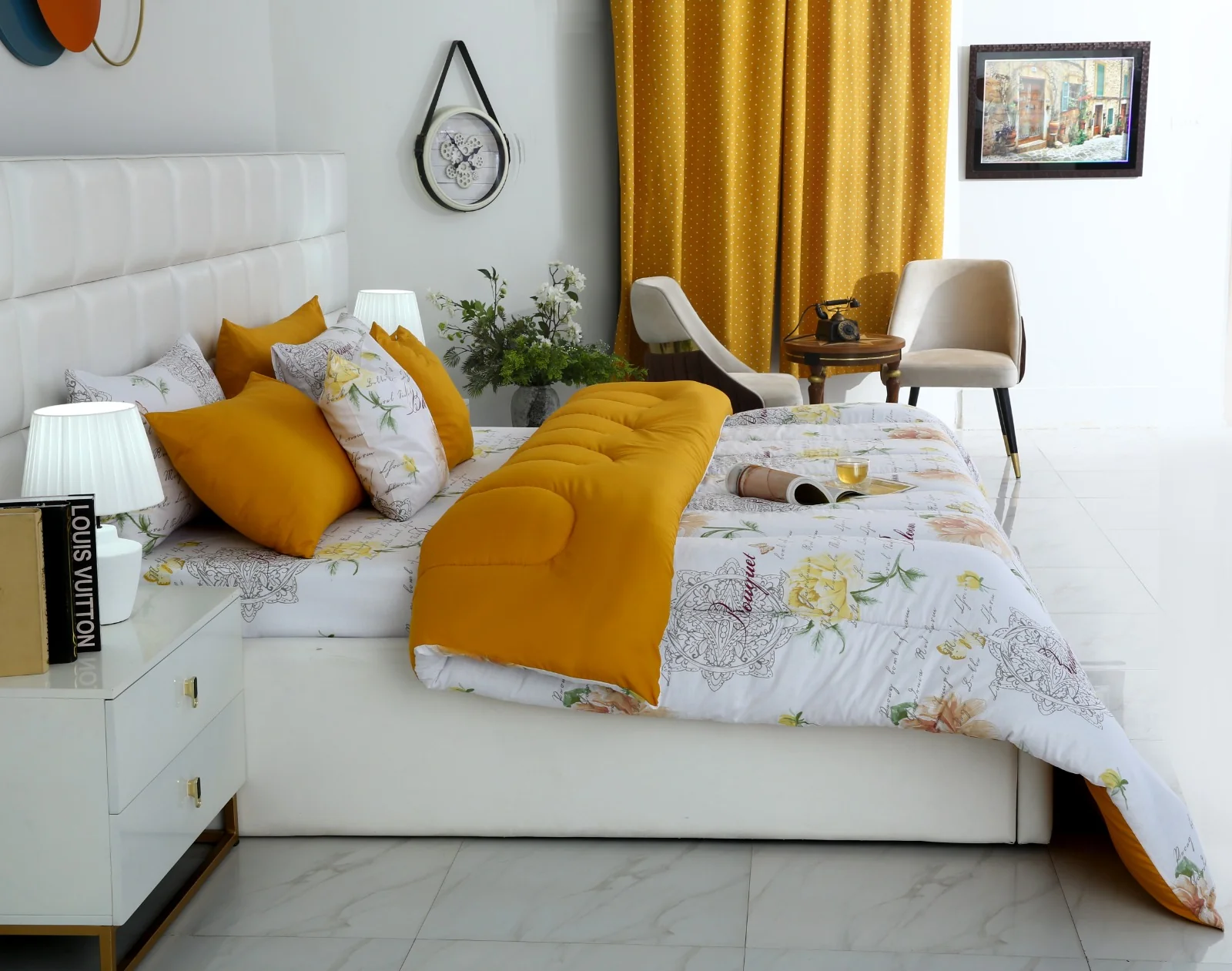 8 PCs Winter Razai Set-Mustard Flowers - Image 13
