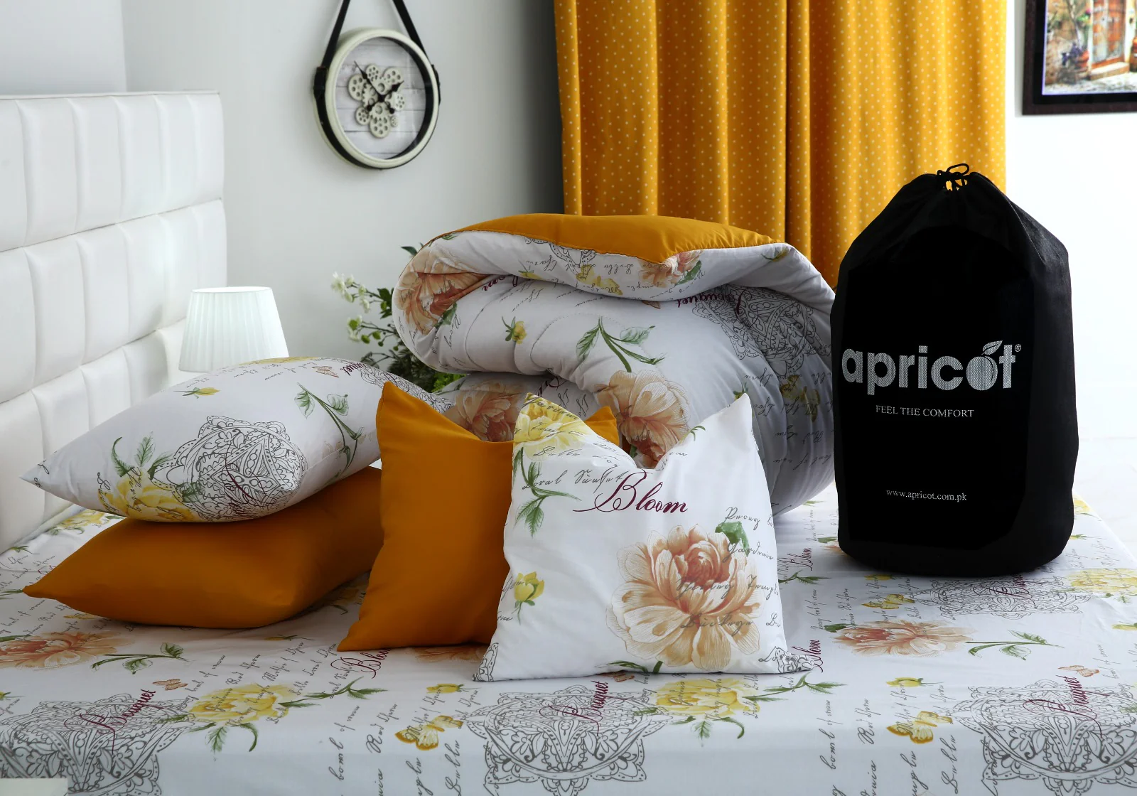 8 PCs Winter Razai Set-Mustard Flowers - Image 7