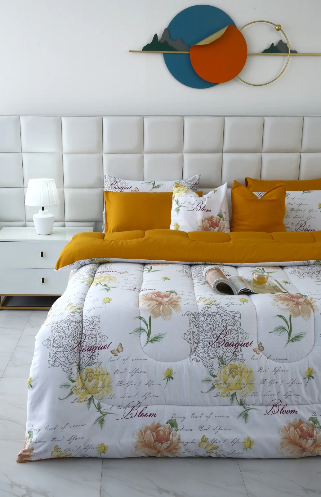 8 PCs Winter Razai Set-Mustard Flowers - Image 8