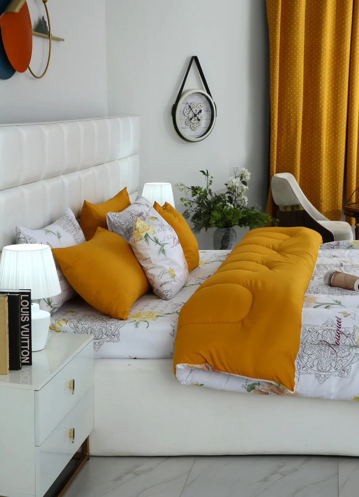 8 PCs Winter Razai Set-Mustard Flowers - Image 9