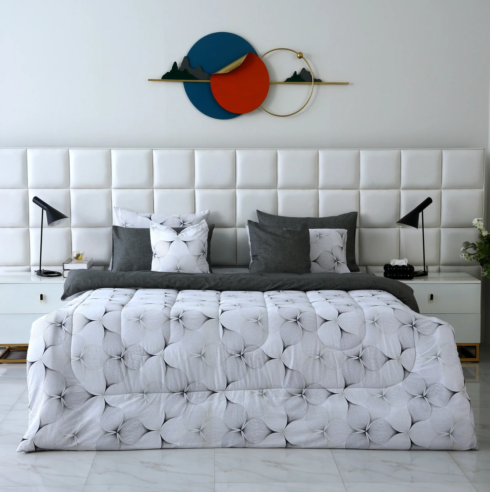 8 PCs Winter Razai Set-Pitch Grey