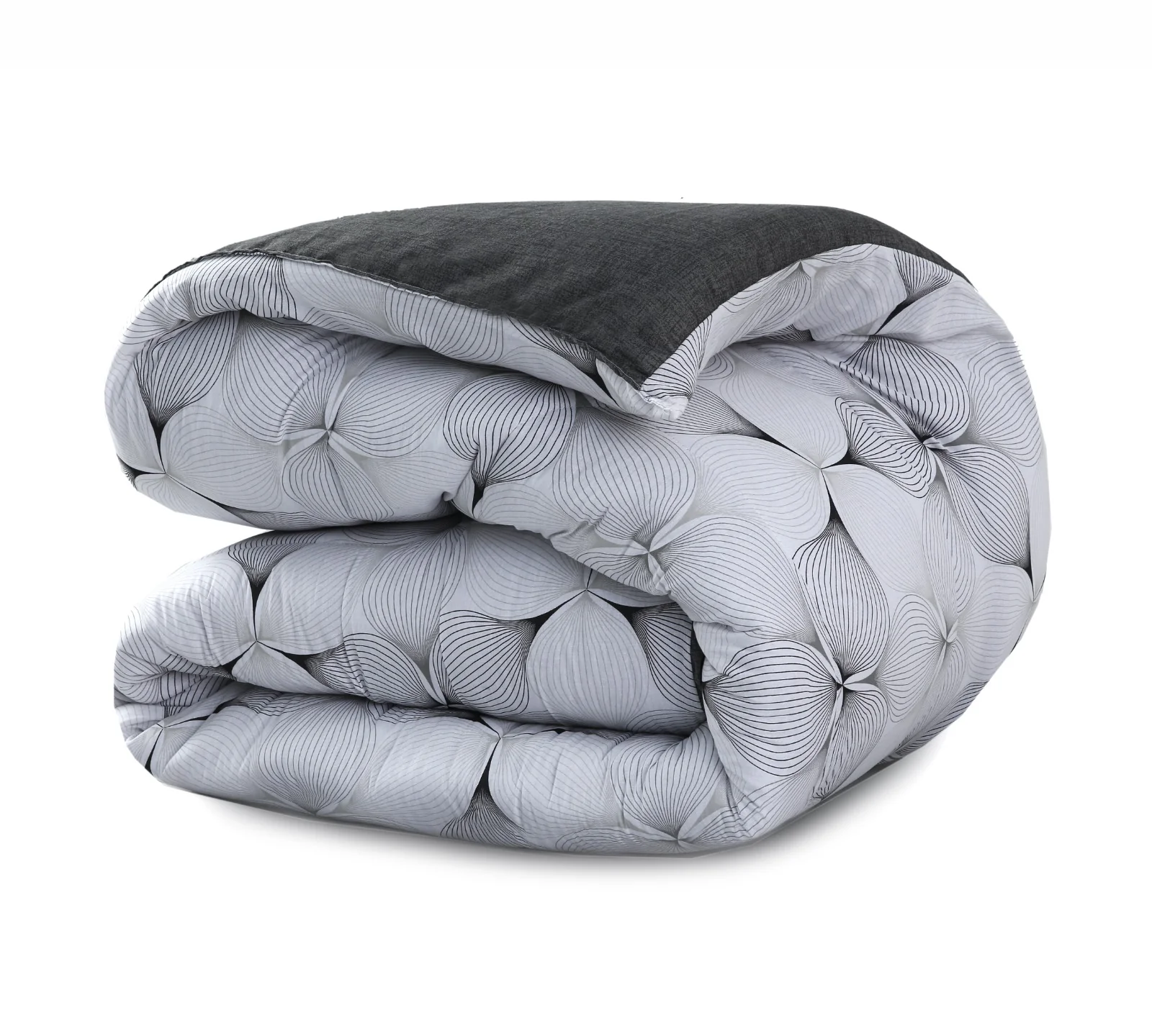 8 PCs Winter Razai Set-Pitch Grey - Image 5