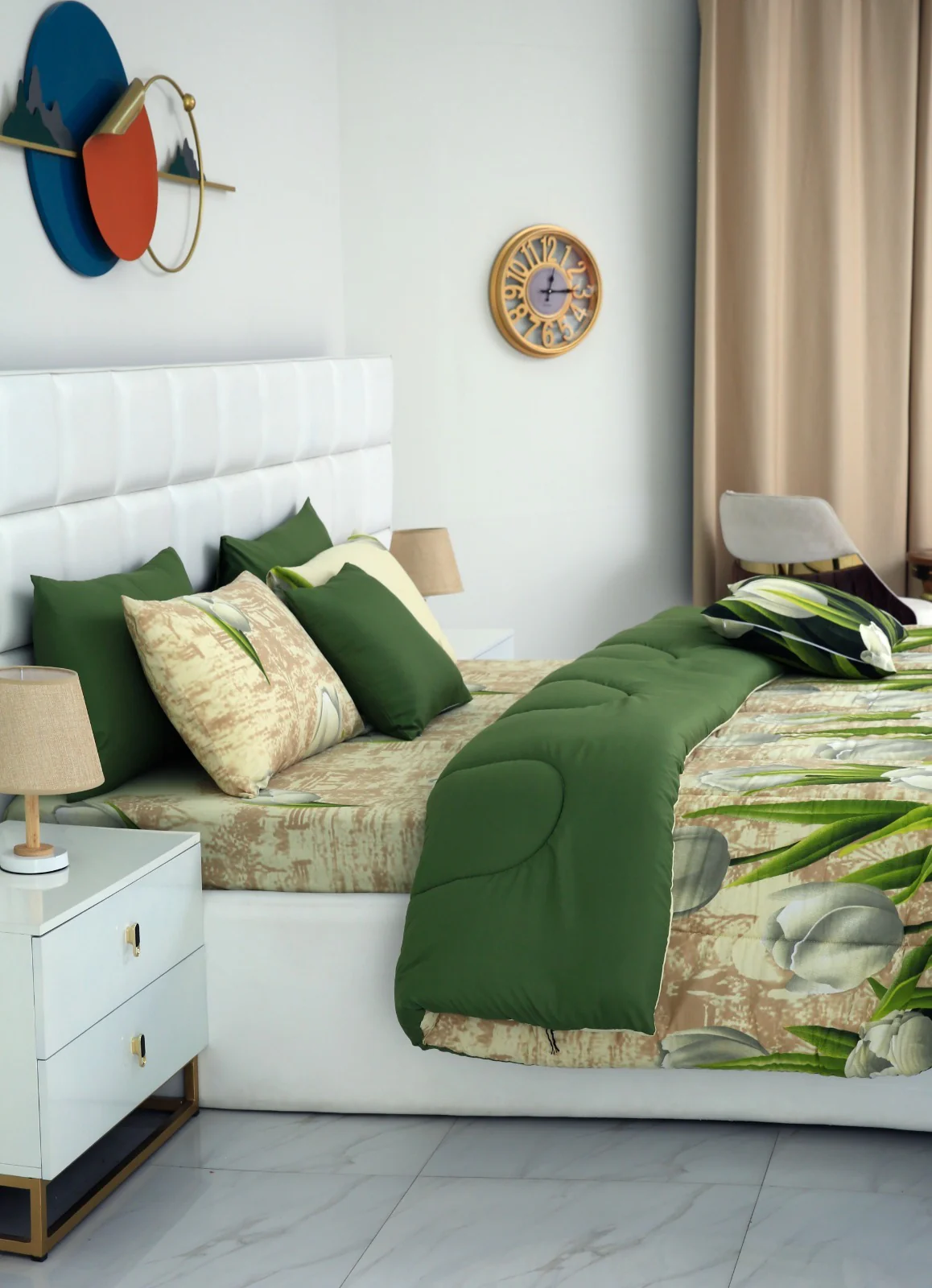 8 PCs Winter Razai Set-Tulip Green - Image 5