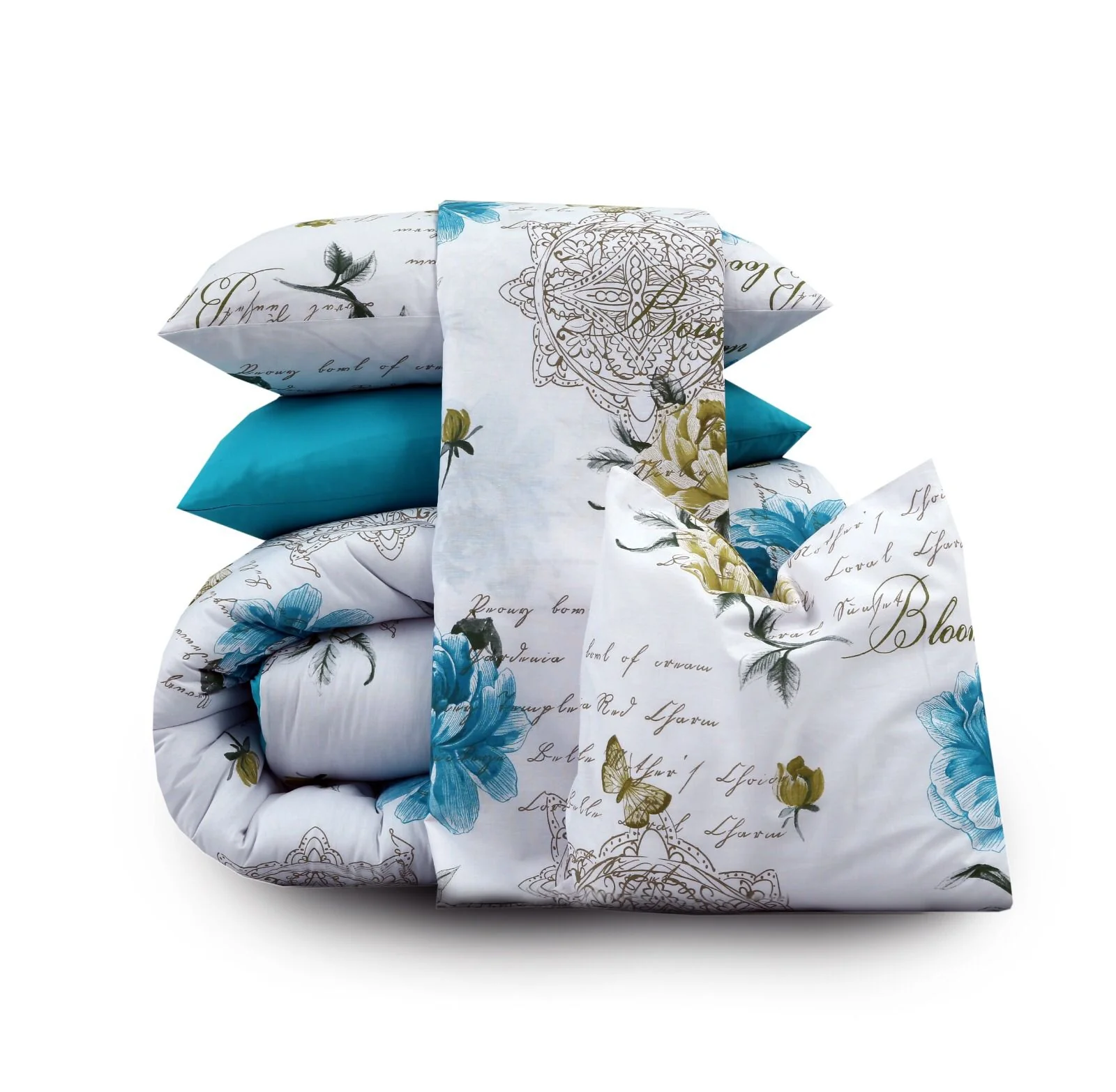 8 PCs Winter Razai Set-Blue Flowers - Image 12