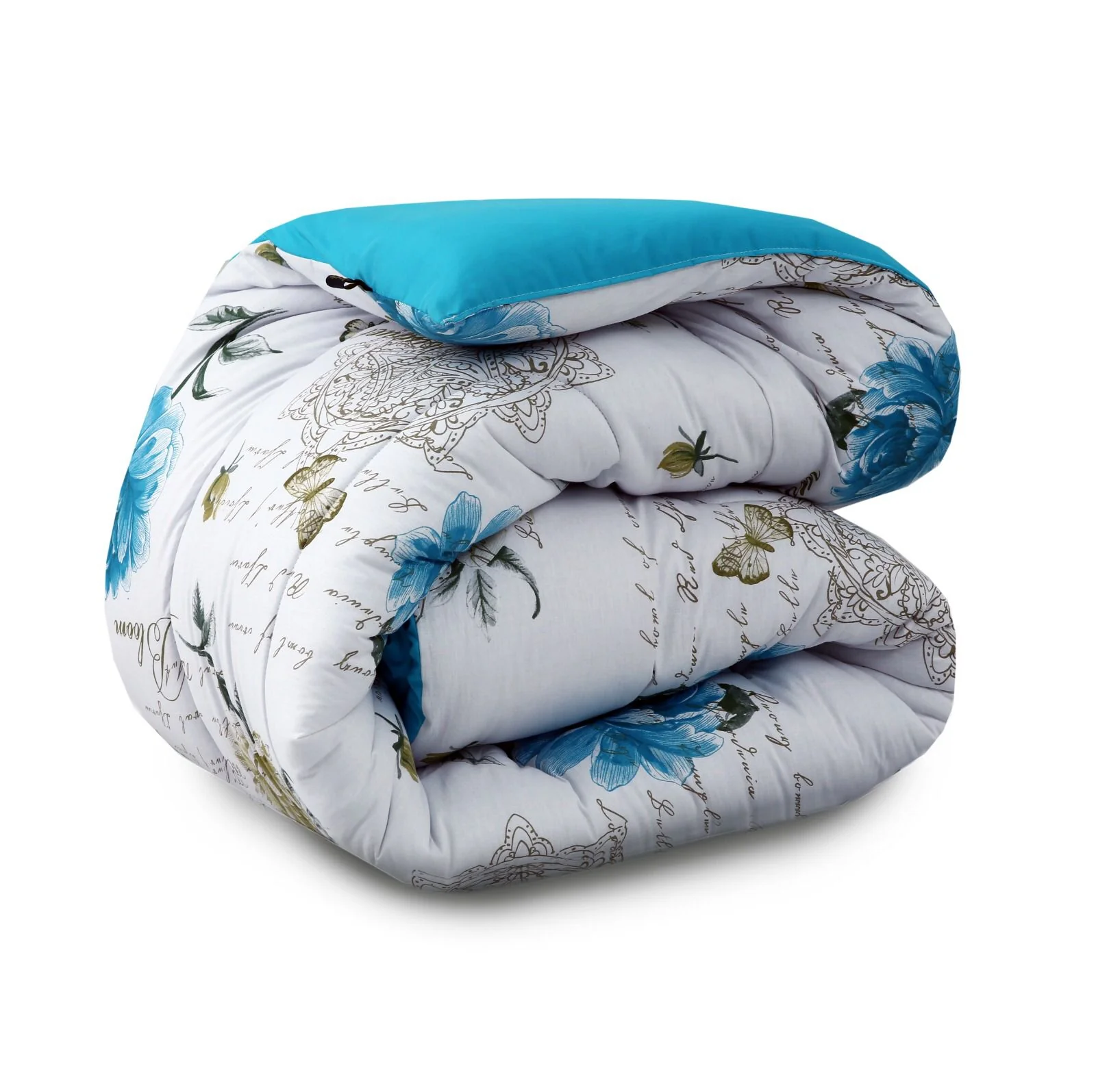 8 PCs Winter Razai Set-Blue Flowers - Image 18