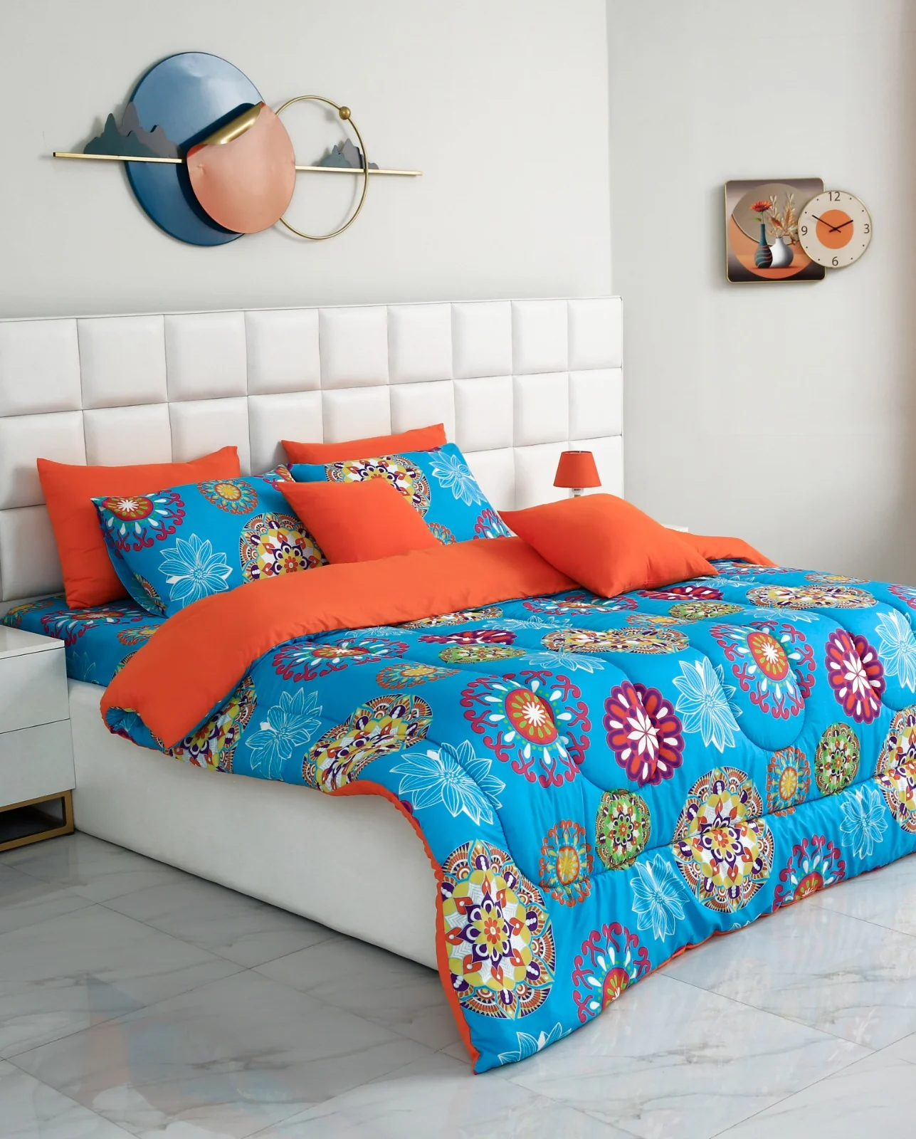 8 PCs Winter Comforter Set-15000Turquoise Flower - Image 8