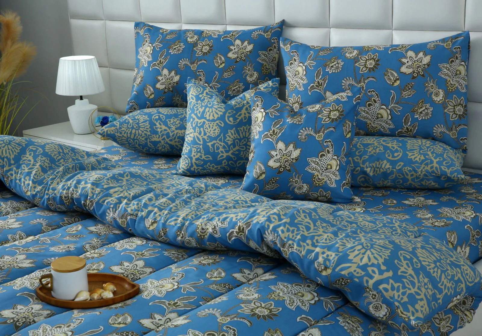 8 PCs Winter Razai Set-Blue Paisley - Image 14
