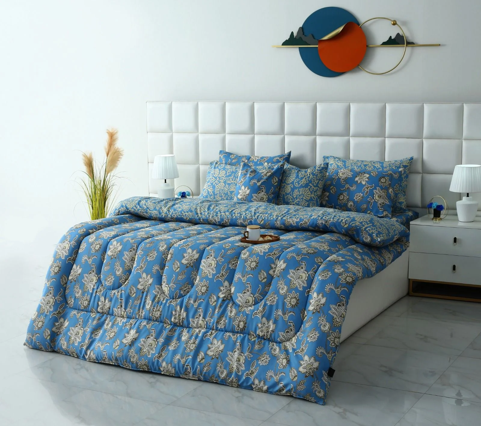 8 PCs Winter Razai Set-Blue Paisley - Image 2