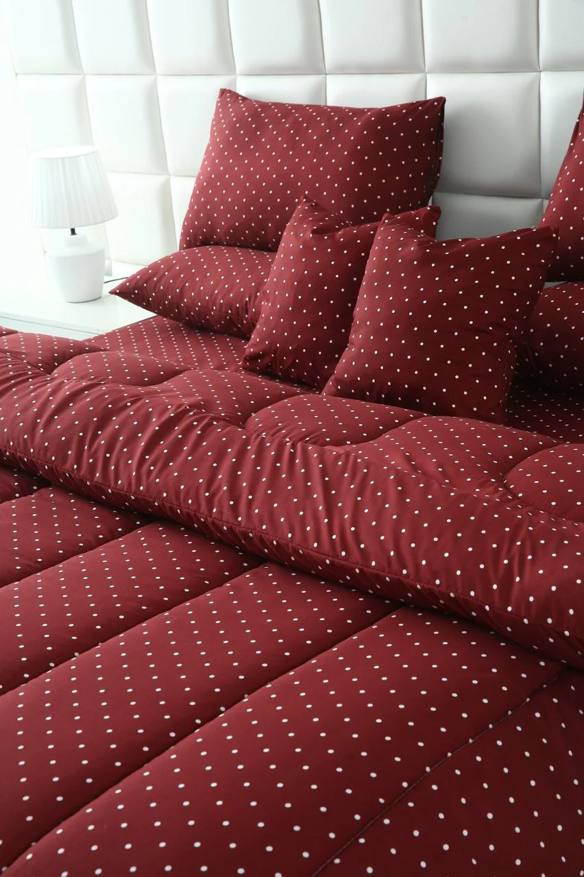 8 PCs Winter Razai Set-Plum Polka - Image 8
