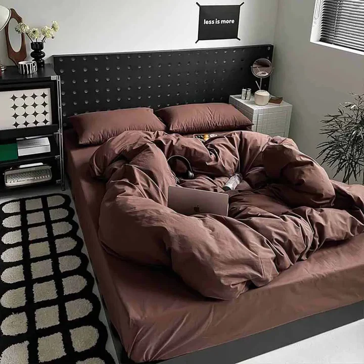 8 PCs Winter Razai Set-Solid Brown