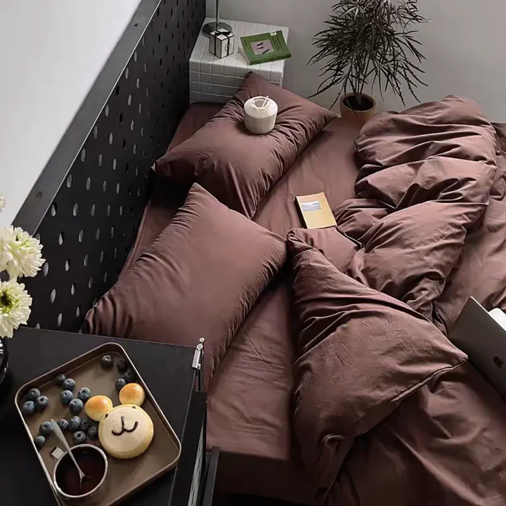 8 PCs Winter Razai Set-Solid Brown - Image 3