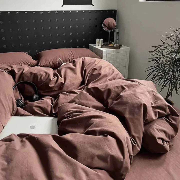8 PCs Winter Razai Set-Solid Brown - Image 7
