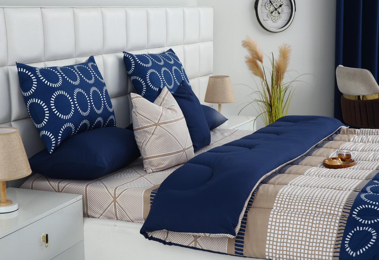8 PCs Winter Razai Set-Starry Nights(With Blue Reverse) - Image 10