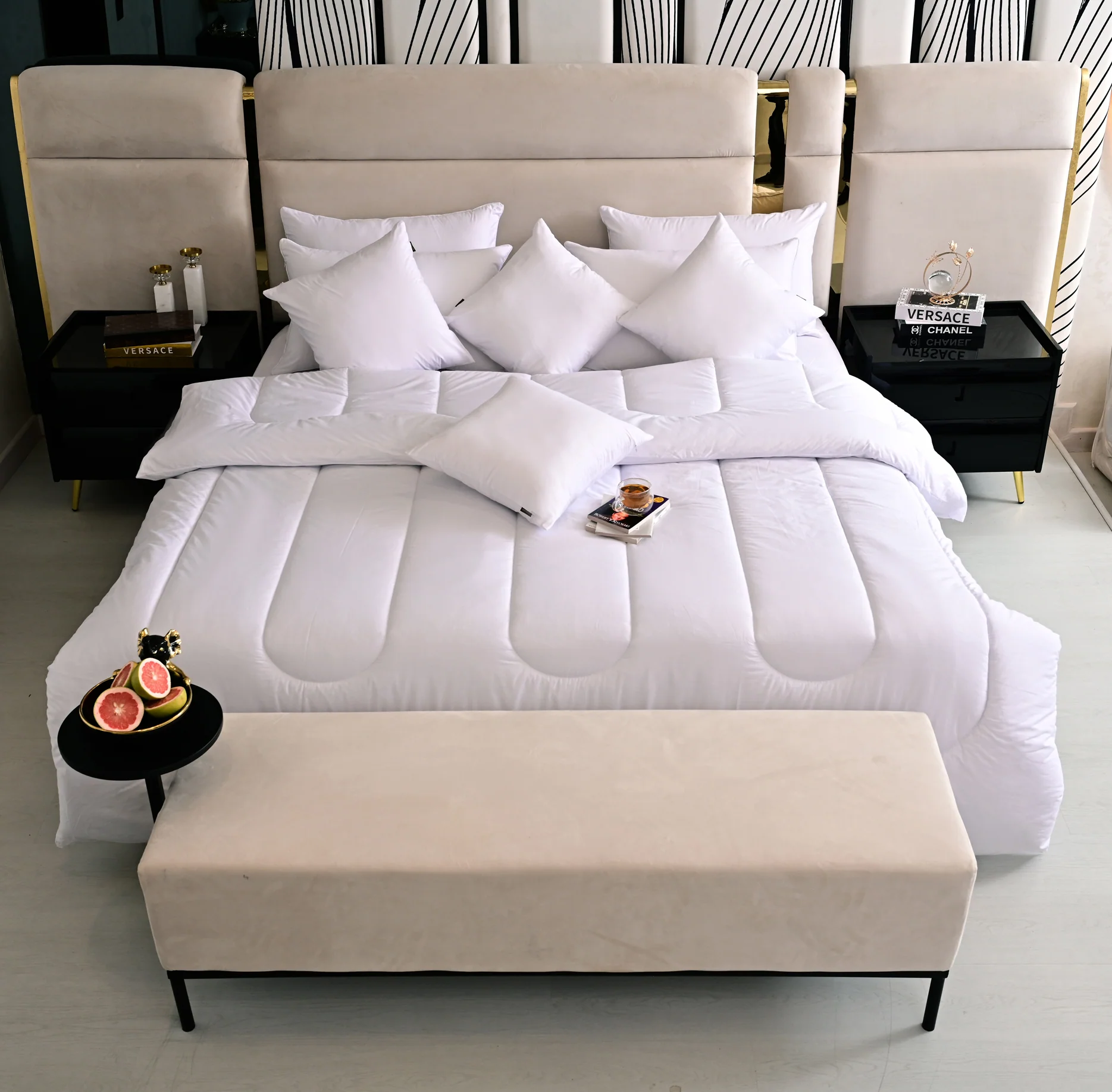 9 PCs White Filling Deal(4 Cuhsions+4 Pillows+Quilt) - Image 12