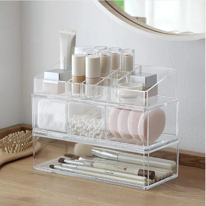 Acrylic 2 Drawer Makeup Organizer-(5362)Transparent
