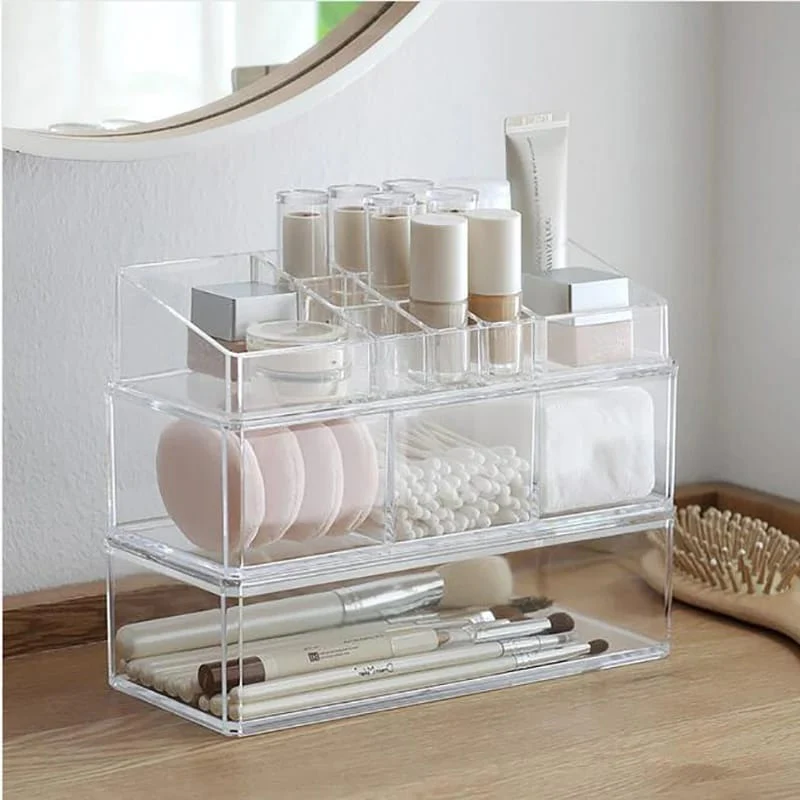 Acrylic 2 Drawer Makeup Organizer-(5362)Transparent - Image 2