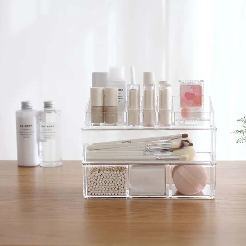 Acrylic 2 Drawer Makeup Organizer-(5362)Transparent - Image 3