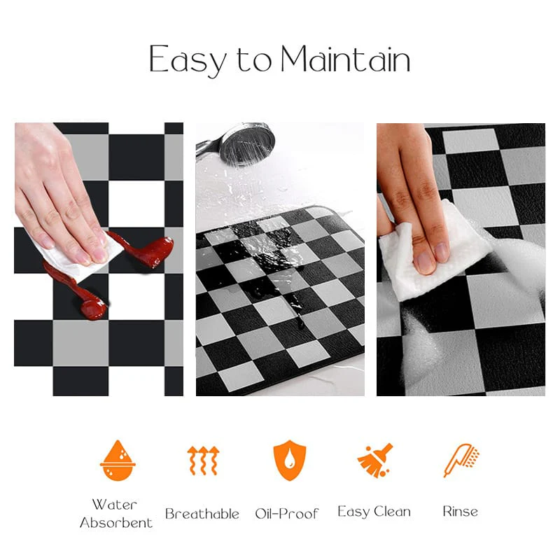 Anti Slip Dish Drying Mat-Black Chess - Image 3