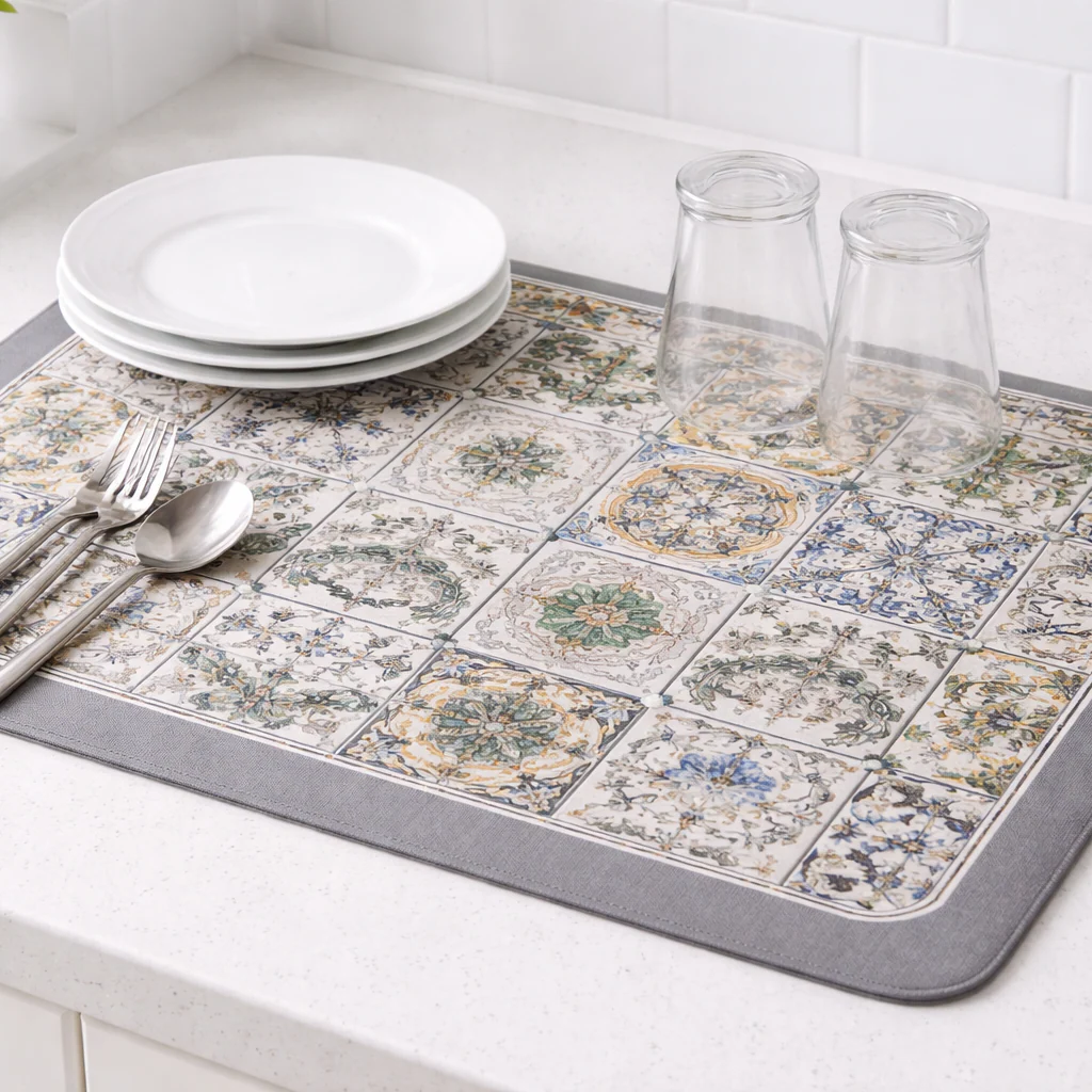 Anti Slip Dish Drying Mat-Bohemian