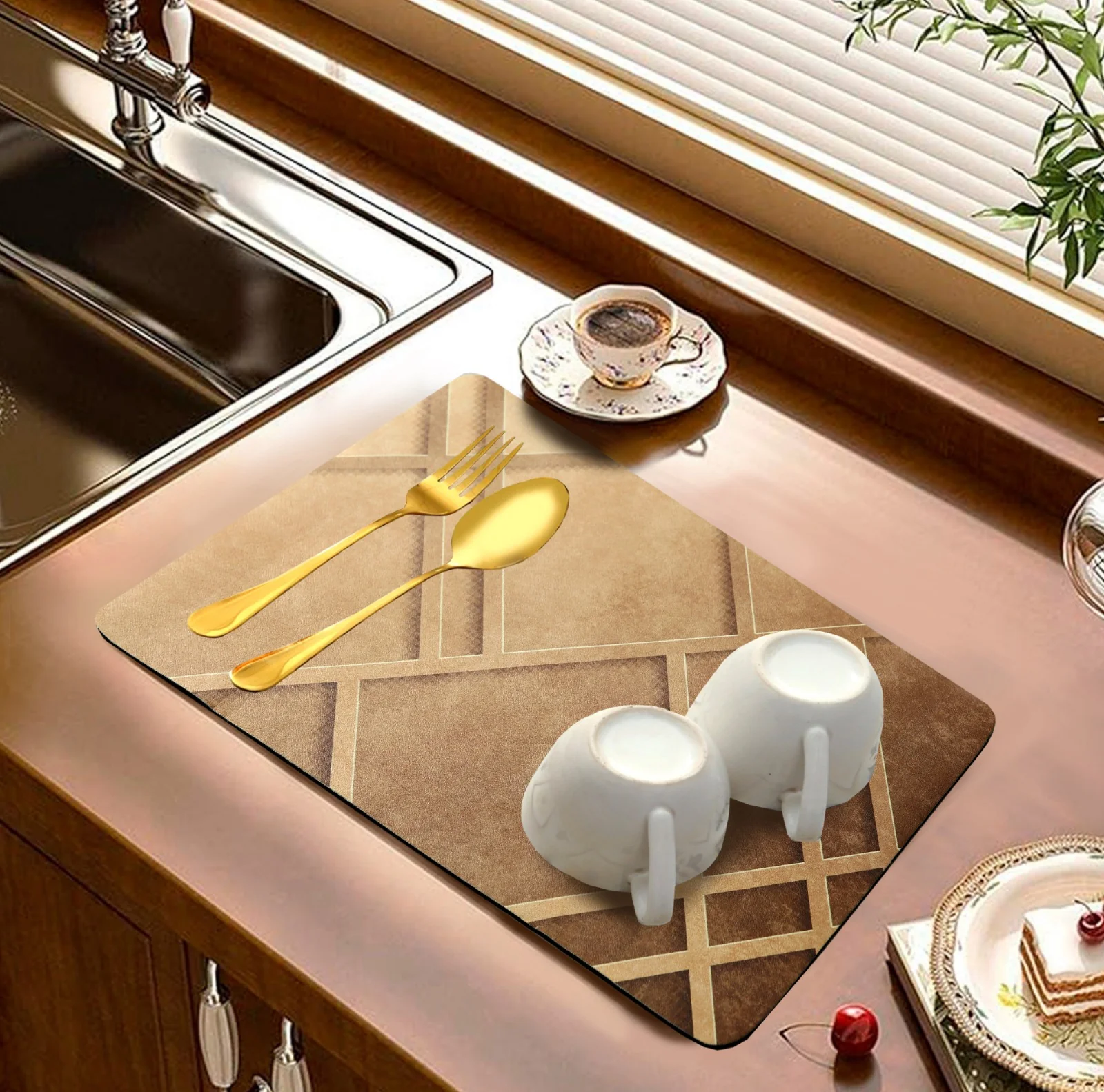 Anti Slip Dish Drying Mat-Wooden Style(SA2553)