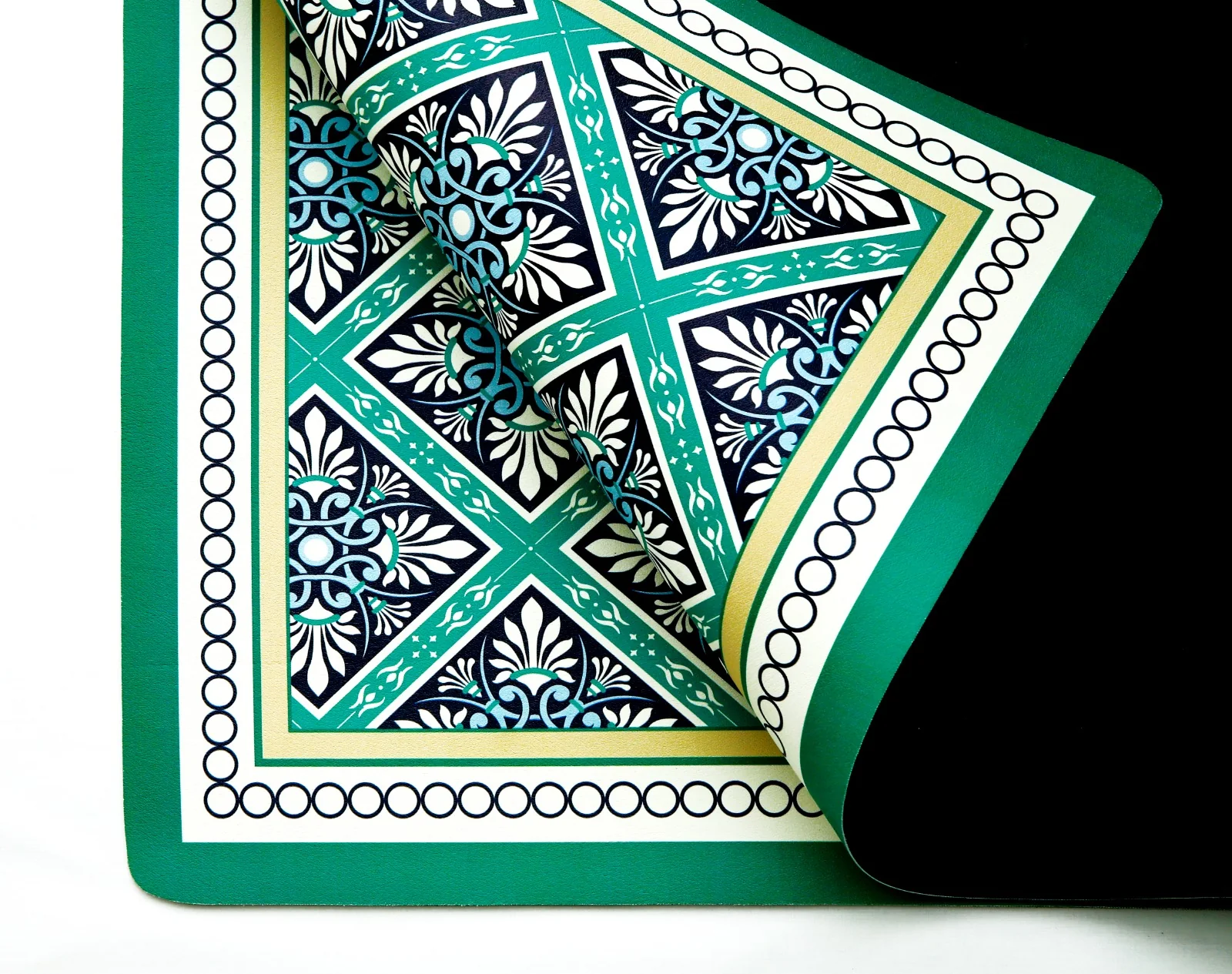 AntiSkid Dish Drying Heat & Water Protector Mat-SA-2553-2(Green Geometric) - Image 2