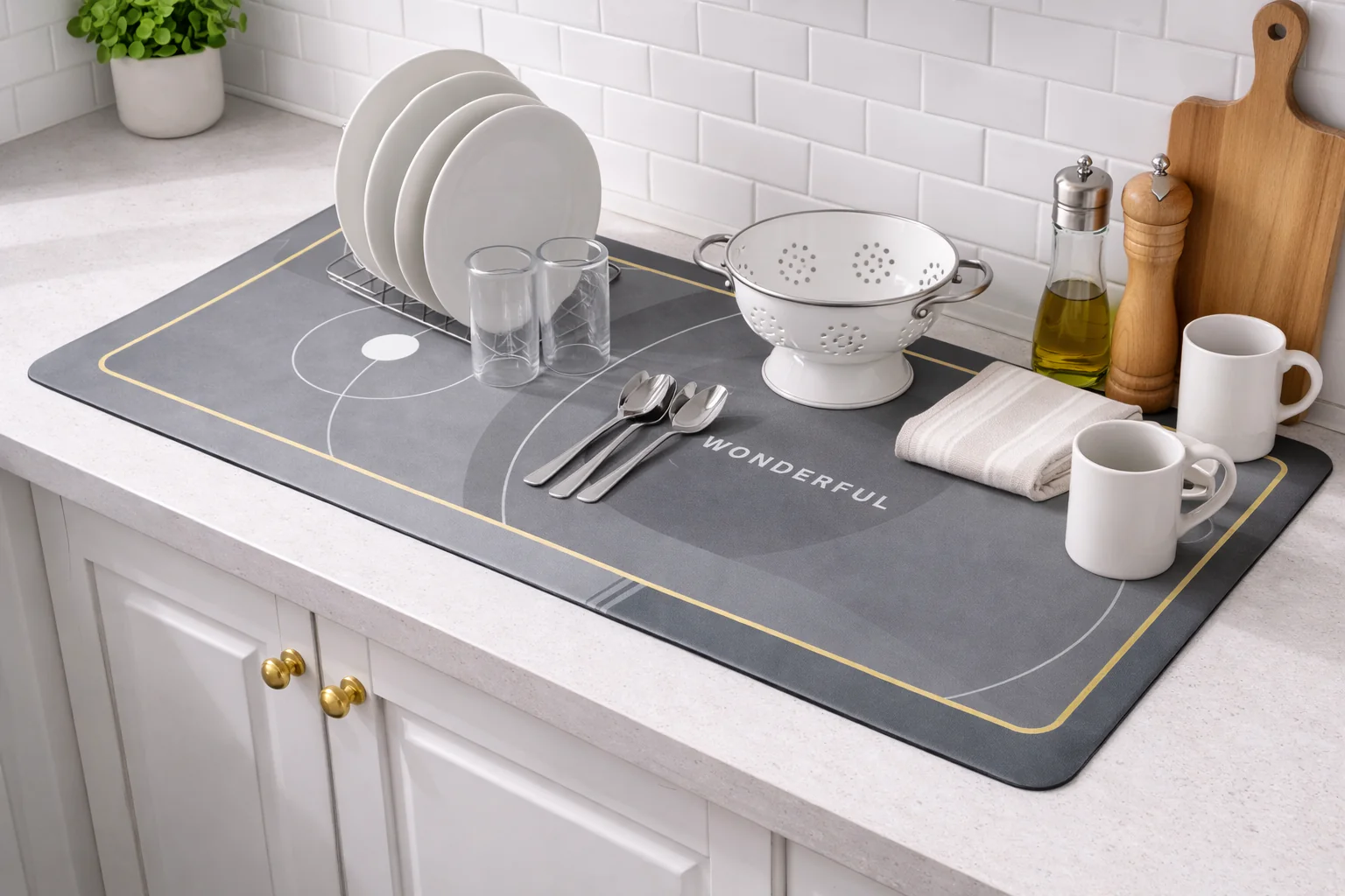 AntiSkid Dish Drying Heat & Water Protector Mat-SA-2553-Wonderful