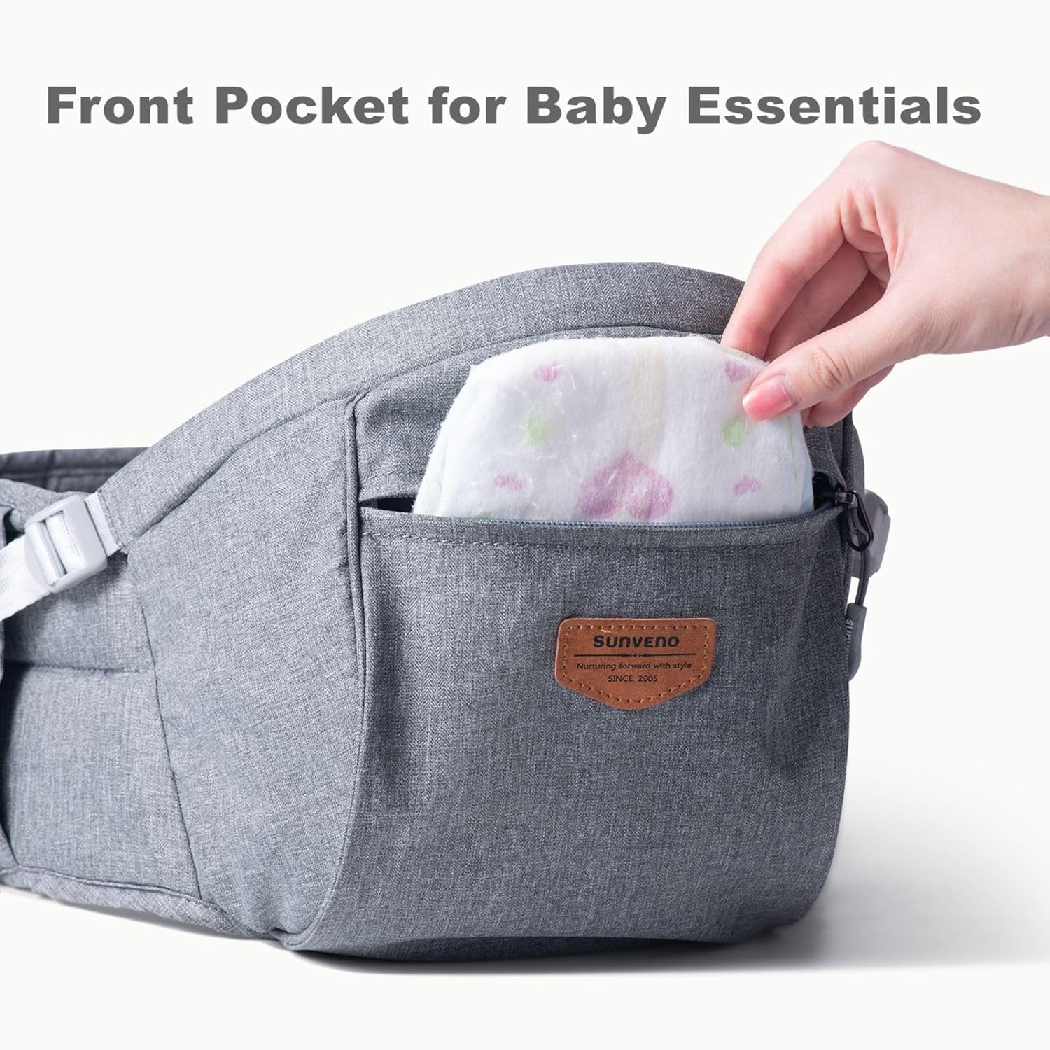 Baby Hip Seat With Adjustable Belt and Pocket-SA2408-182(Grey) - Image 9