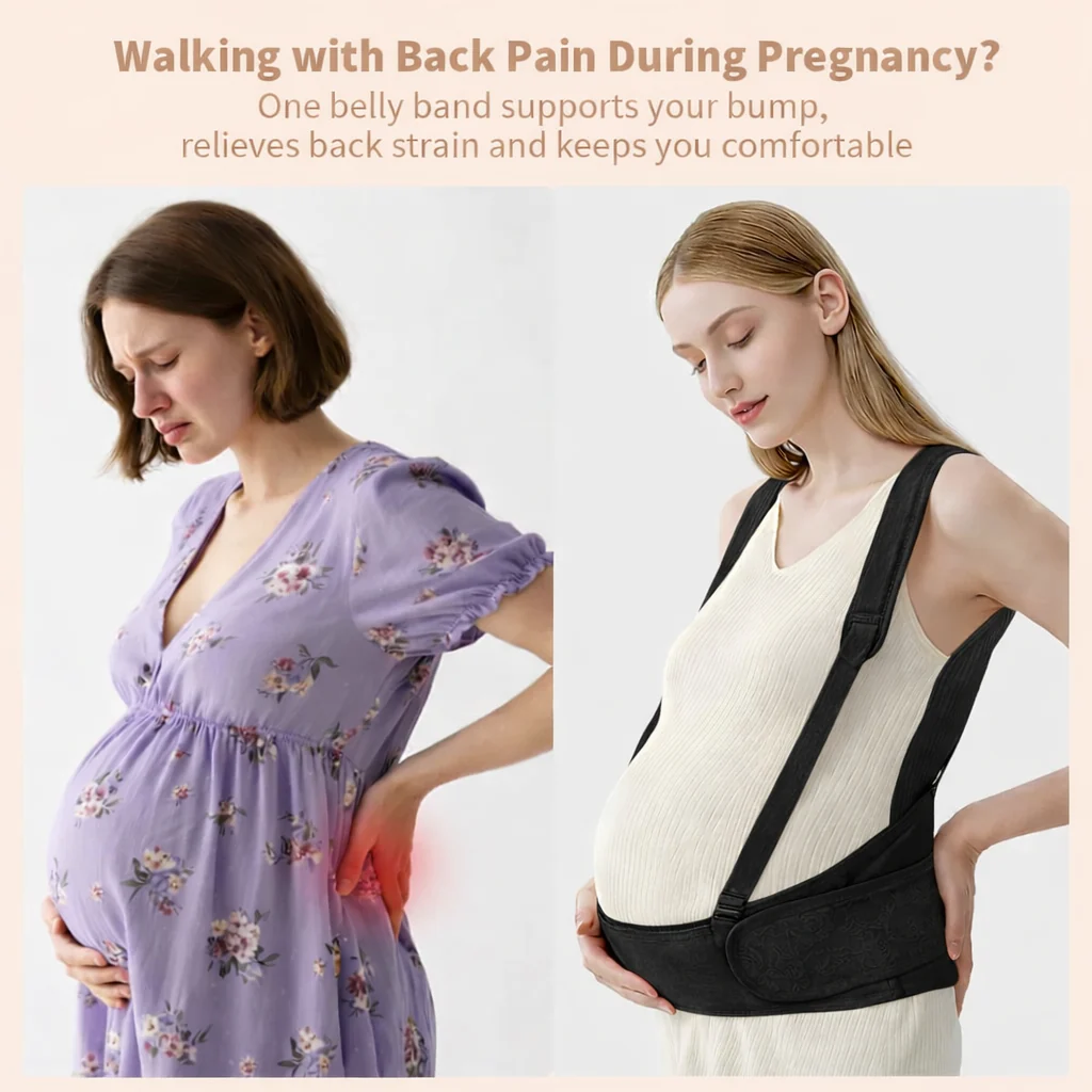Belly Bands for Pregnant Women With Double Support-SA2411-55(BLACK) - Image 2