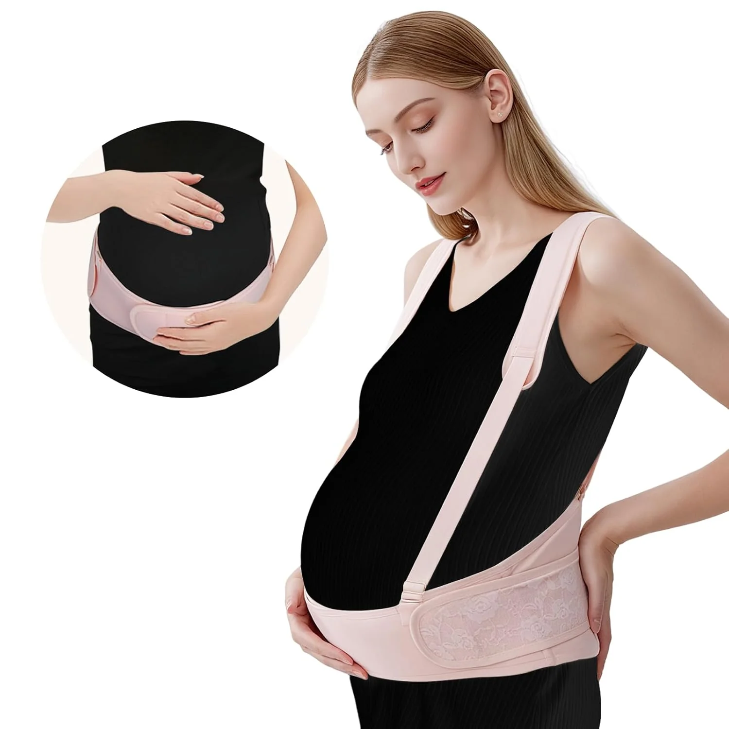 Belly Bands for Pregnant Women With Double Support-SA2411-55(BLACK) - Image 3