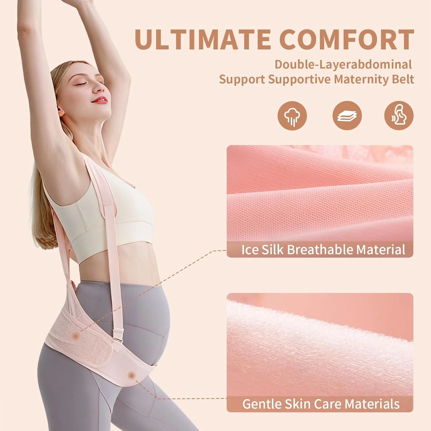 Belly Bands for Pregnant Women With Double Support-SA2411-55(BLACK) - Image 5