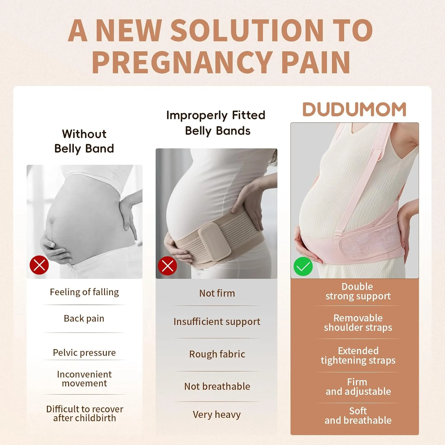 Belly Bands for Pregnant Women With Double Support-SA2411-55(BLACK) - Image 6