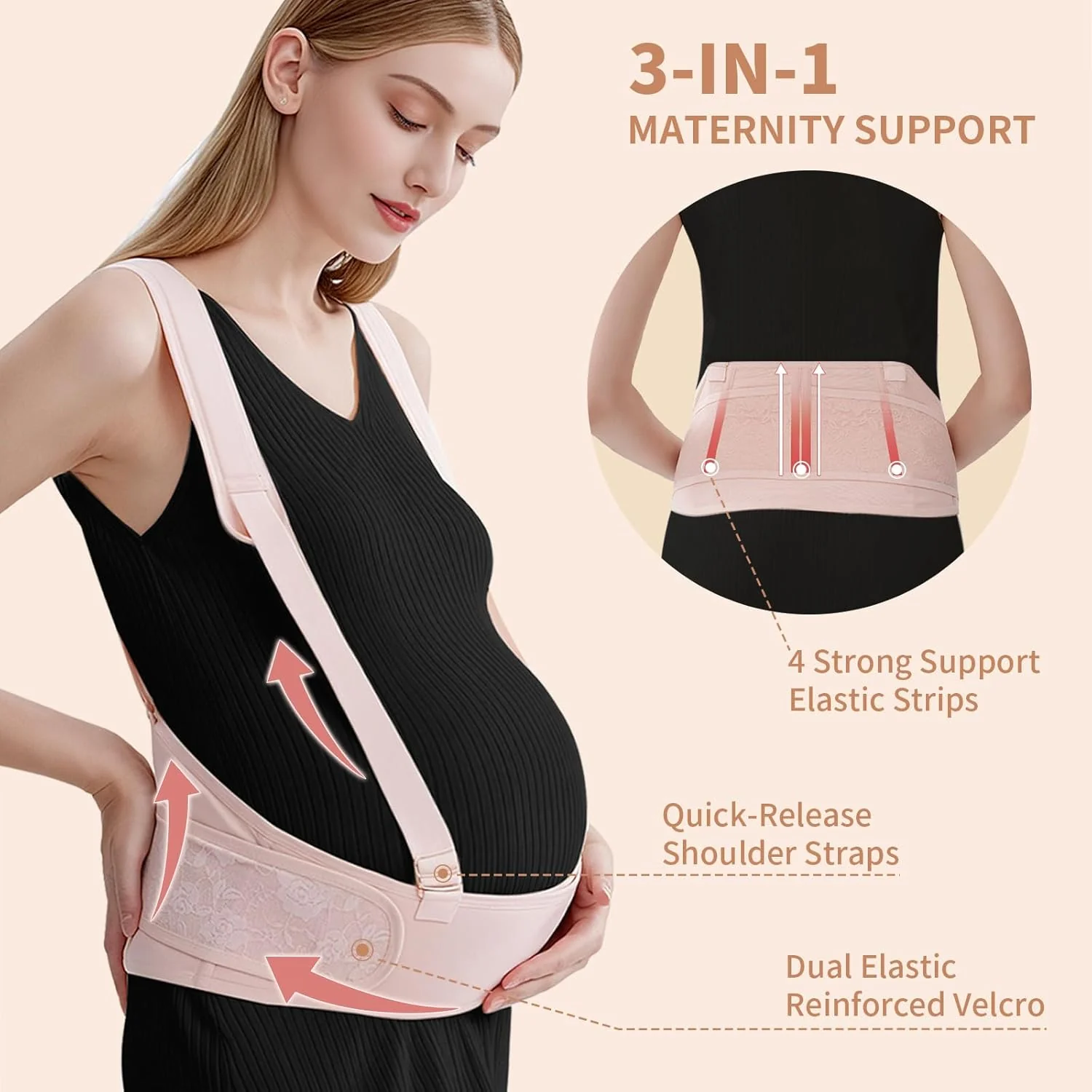 Belly Bands for Pregnant Women With Double Support-SA2411-55(BLACK) - Image 7