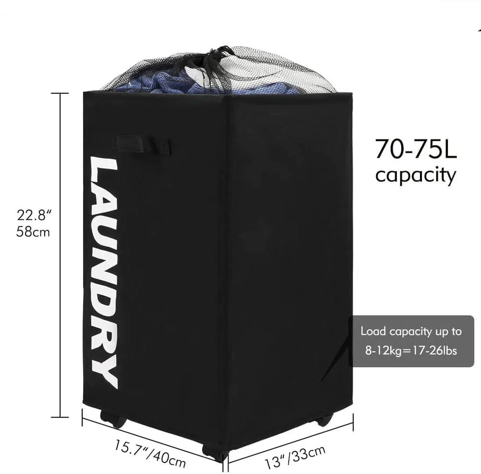Cart Laundry Basket with Wheel-Grey(5394) - Image 5