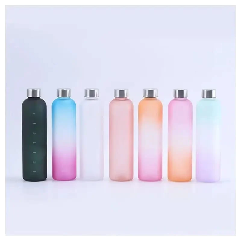 Colorful Gradient Steel Cover with Time Scale Water bottle 5468Turquoise Over Purple - Image 6