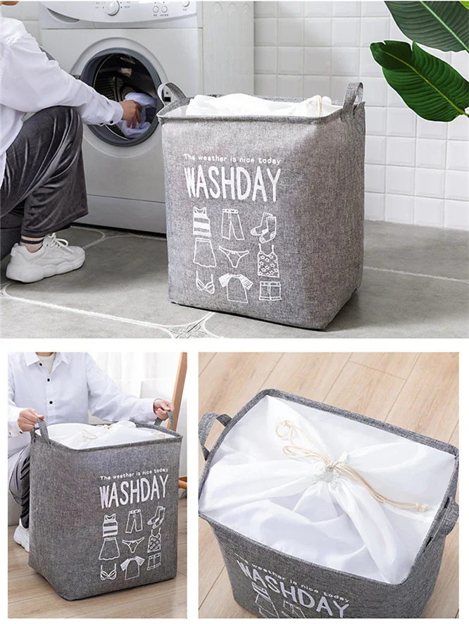 Eva Collapsible Laundry Basket Wash Day(1948)-Grey - Image 13