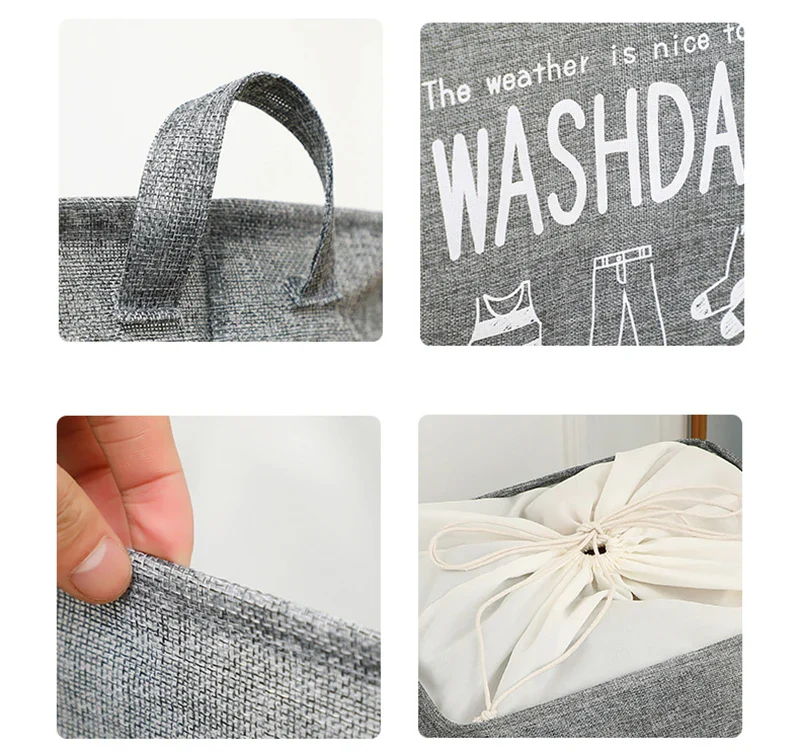 Eva Collapsible Laundry Basket Wash Day(1948)-Grey - Image 8