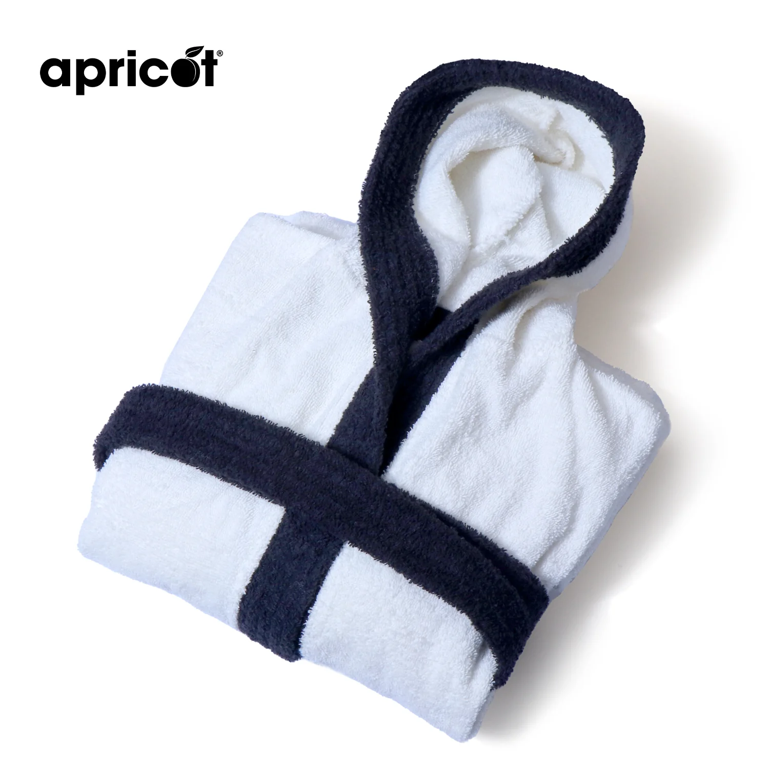 Cotton Kid's Bathrobe-White Over Black - Image 3