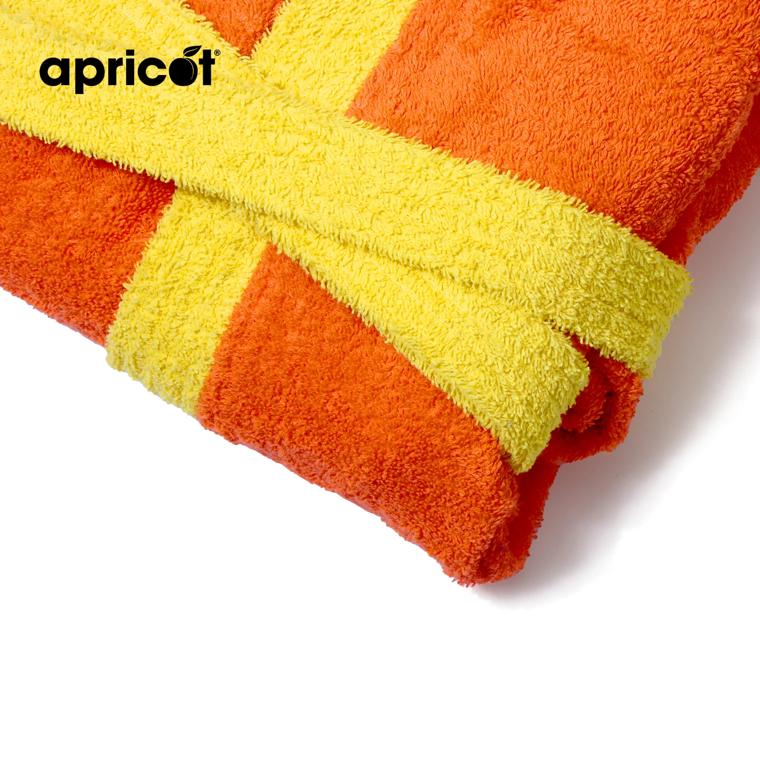 Cotton Kid's Bathrobe-Orange Over Yellow - Image 3