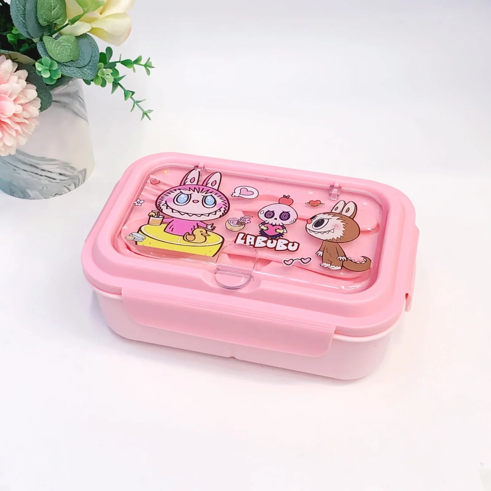 Cute Lunch Carrier with Secure 2-Point Locking Lid (SA2510-054)Labubu Pink
