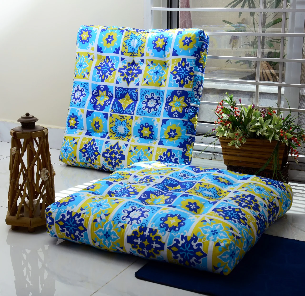 Digital Printed Square Floor Cushions-Patch Art - Image 2
